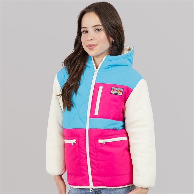 Girls Whimble Mid Length Coat Hot Pink - Image 3