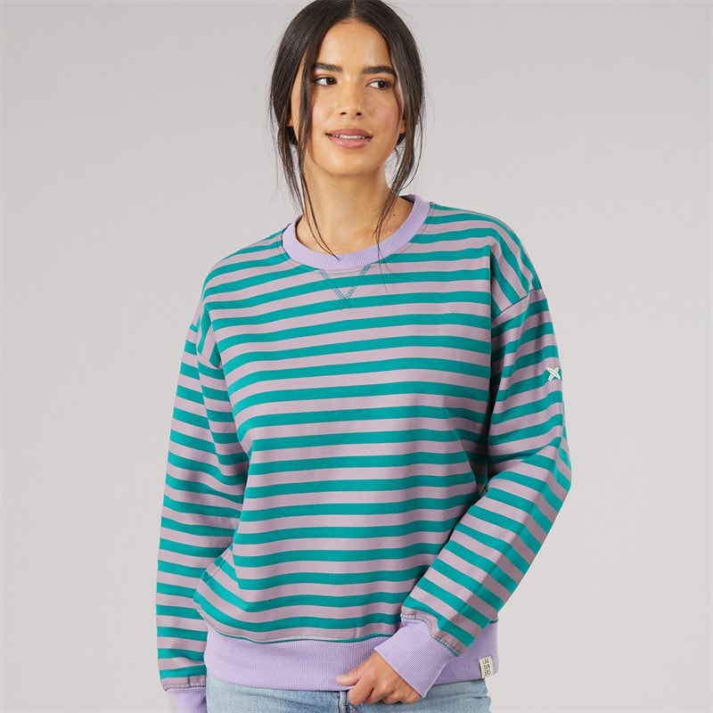 Lagooners Womens Dewfall Stripe Sweatshirt Grape
