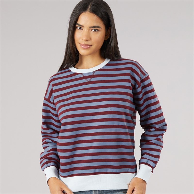 Lagooners Womens Dewfall Stripe Sweatshirt Stone Blue