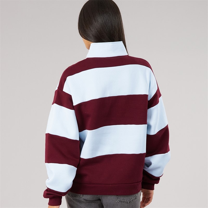 Womens Birchden 1/4 Zip Sweatshirt Ice Blue/Burgundy - Image 2