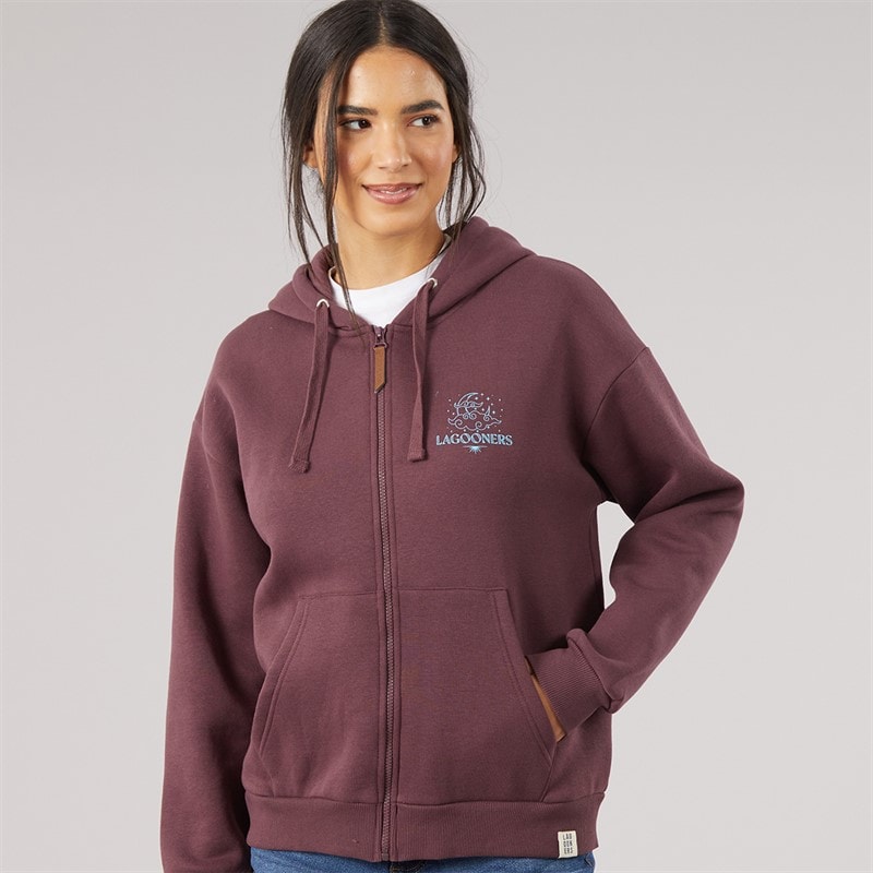 Womens Plumbrook Zip Through Hoodie Brown - Image 3