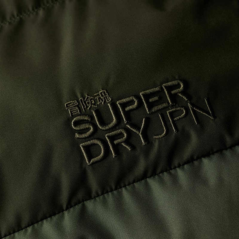 Mens Colourblock Puffer Jacket Surplus Goods Olive Green - Image 5