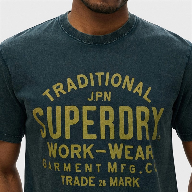 Mens Machined Goods Workwear T-Shirt Eclipse Navy - Image 3