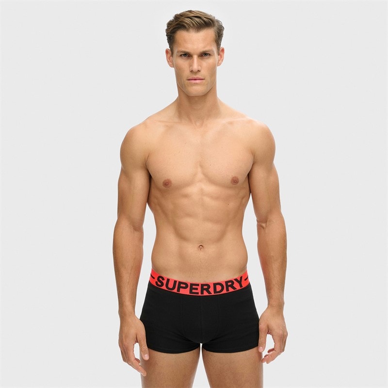 Mens Three Pack Trunks Black/Orange - Image 2