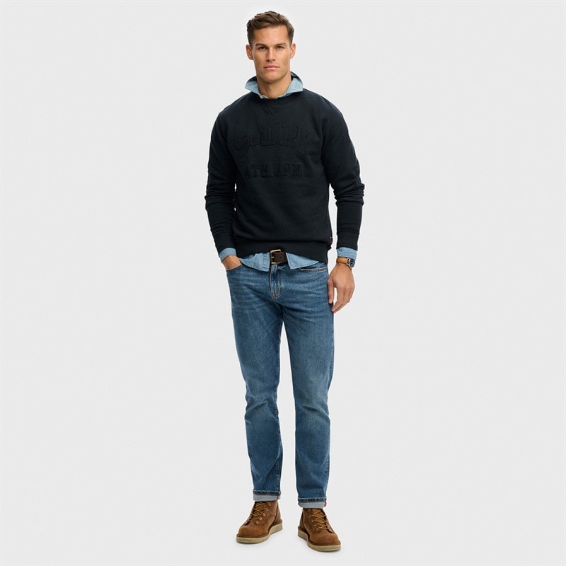 Mens Vintage Athletic Tonal Sweatshirt Eclipse Navy - Image 3