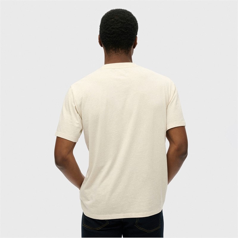 Mens Machined Goods Workwear T-Shirt Oat Cream Marl - Image 2