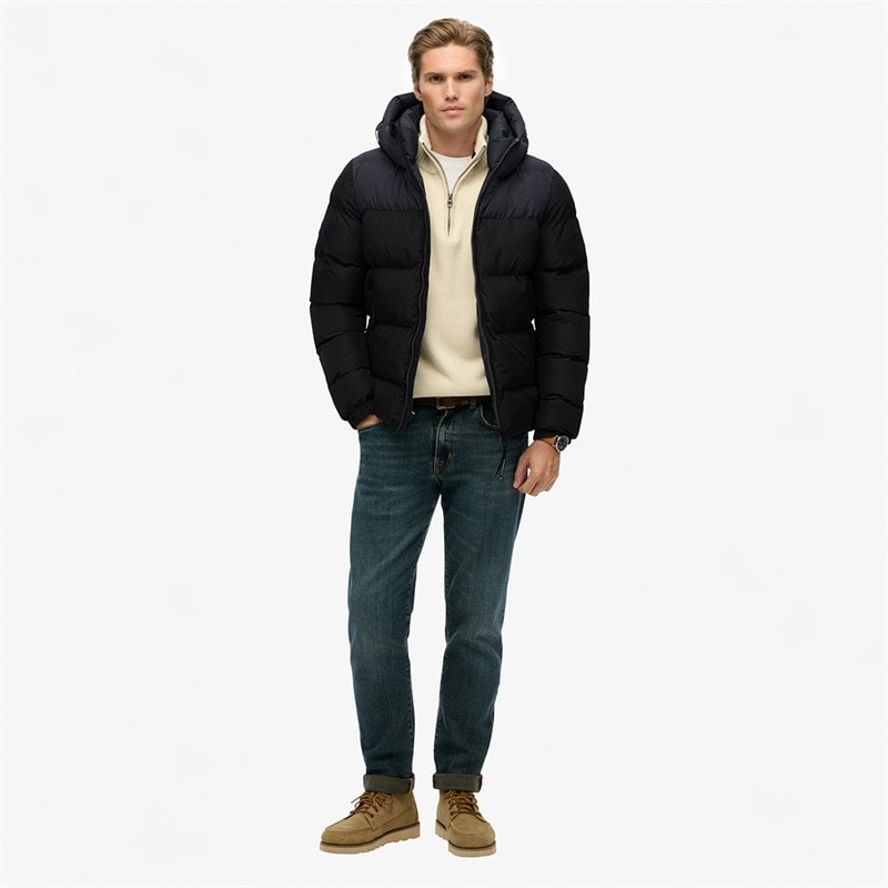 Mens Colourblock Puffer Jacket Black/Ebony - Image 4