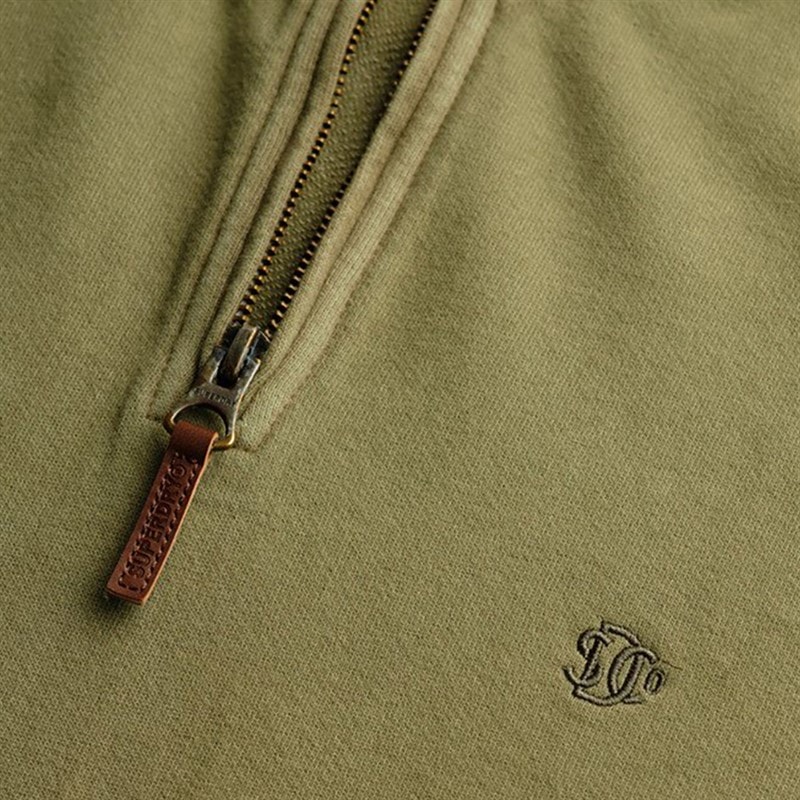 Mens Classic Half Zip Sweatshirt Light Khaki Green - Image 4