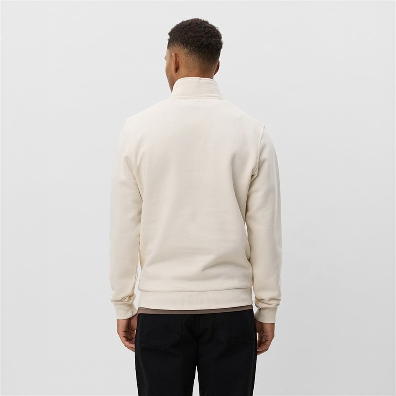 Les Deux Mens Core Contrast Quarter Zip Sweatshirt Ivory - Image 2