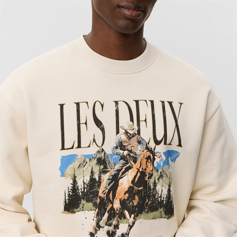 Les Deux Mens Cole Cowboy Sweatshirt Ivory - Image 3