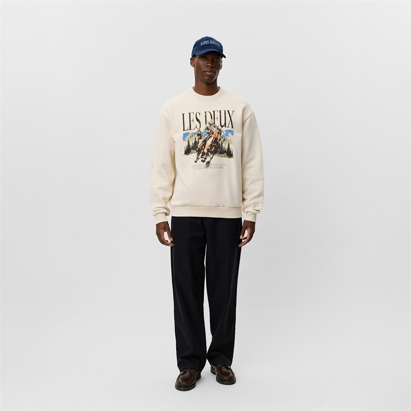 Les Deux Mens Cole Cowboy Sweatshirt Ivory - Image 4