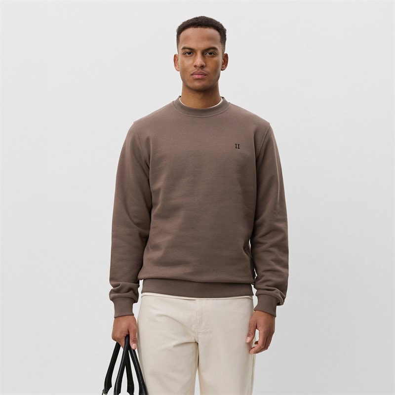 Les Deux Mens Core Contrast Sweatshirt Mountain Grey Brown - Image 1