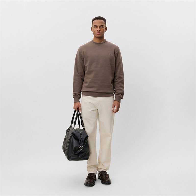 Les Deux Mens Core Contrast Sweatshirt Mountain Grey Brown - Image 4