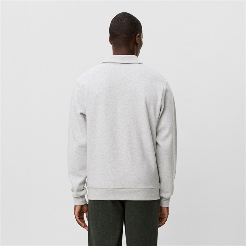 Les Deux Mens Ben Polo Pique Sweatshirt Snow Melange - Image 2