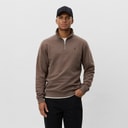 Les Deux Mens Core Contrast Quarter Zip Sweatshirt Mountain Grey Brown