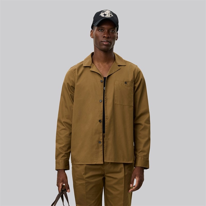 Les Deux Mens Jasper Heavy Twill Overshirt Dark Sand - Image 1