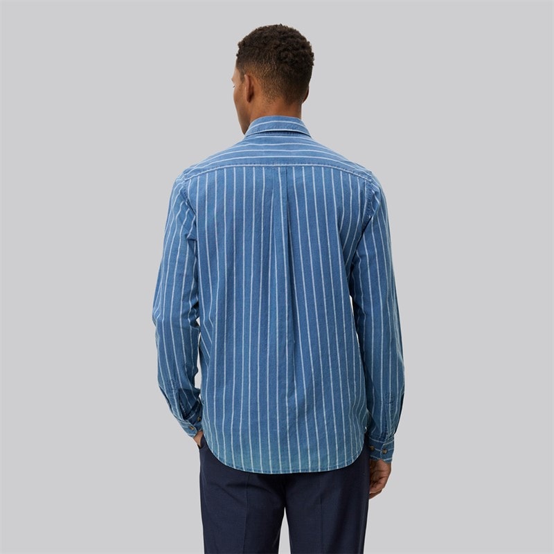 Les Deux Mens Kash Indigo Stripe Shirt Denim Blue - Image 2