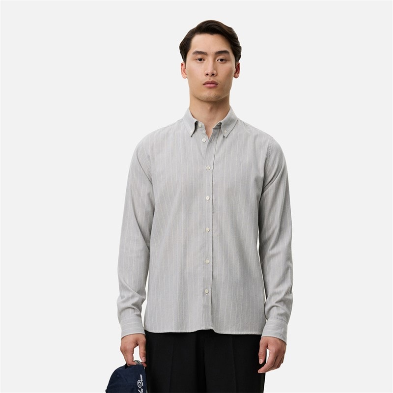Les Deux Mens Desert Stripe Shirt Grey Melange - Image 1