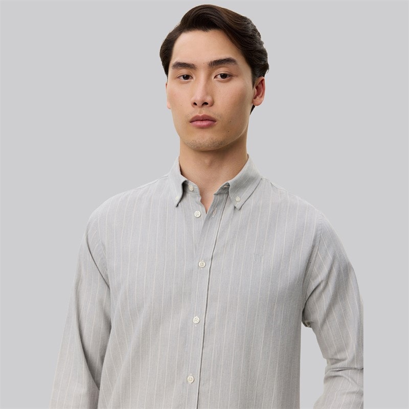 Les Deux Mens Desert Stripe Shirt Grey Melange - Image 2