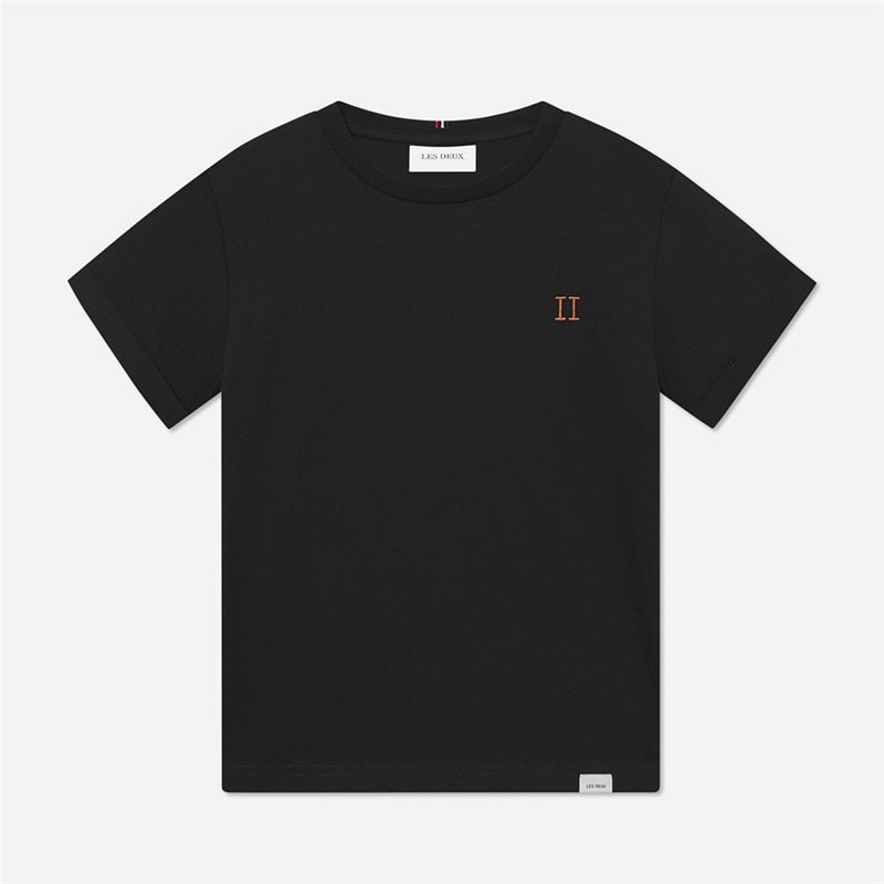 Les Deux Boys Norregaard T-Shirt Black/Orange - Image 1