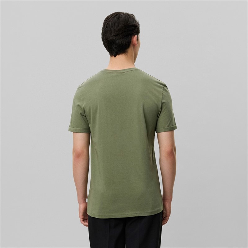 Les Deux Mens Norregaard Contrast T-Shirt Olivine Green - Image 2