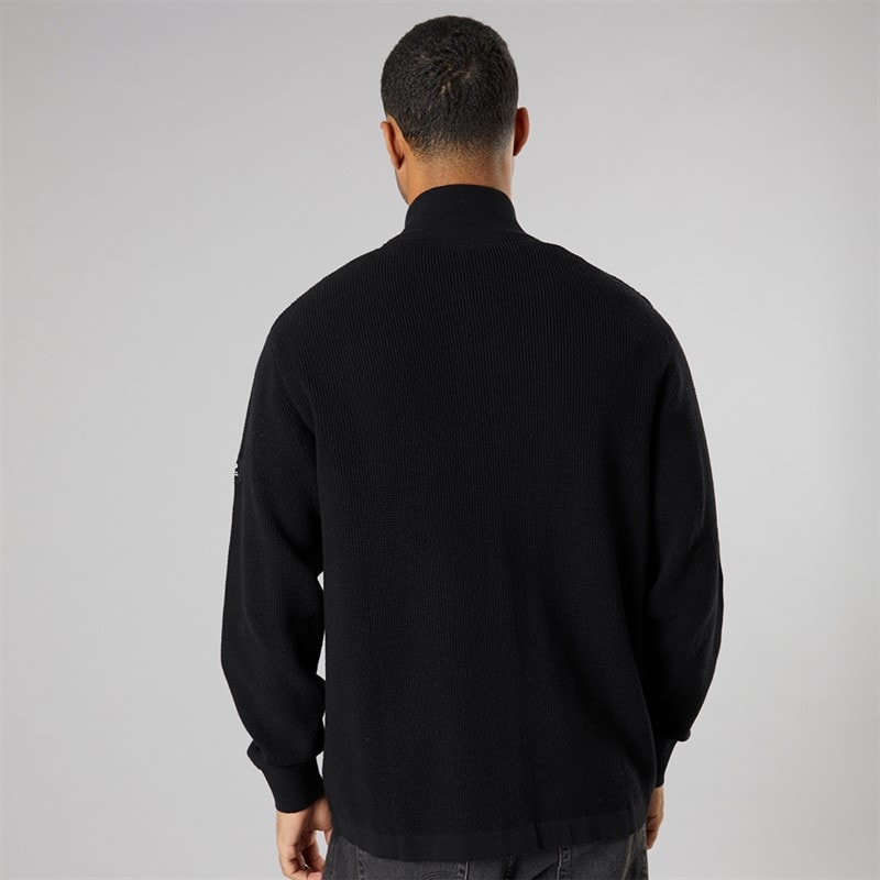 Solid Mens Knit Cardigan True Black - Image 2