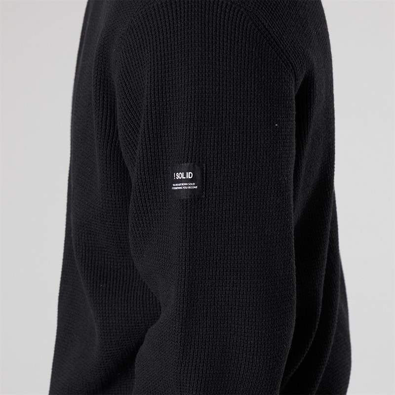 Solid Mens Knit Cardigan True Black - Image 3