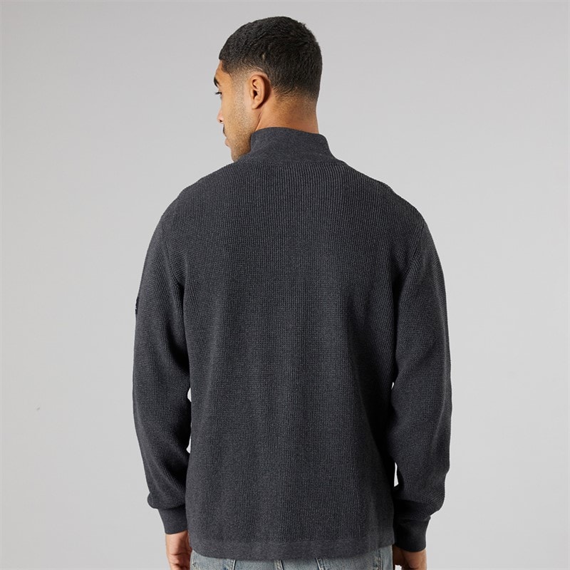Solid Mens Knit Cardigan Dark Grey Marl Dar Grey M - Image 2