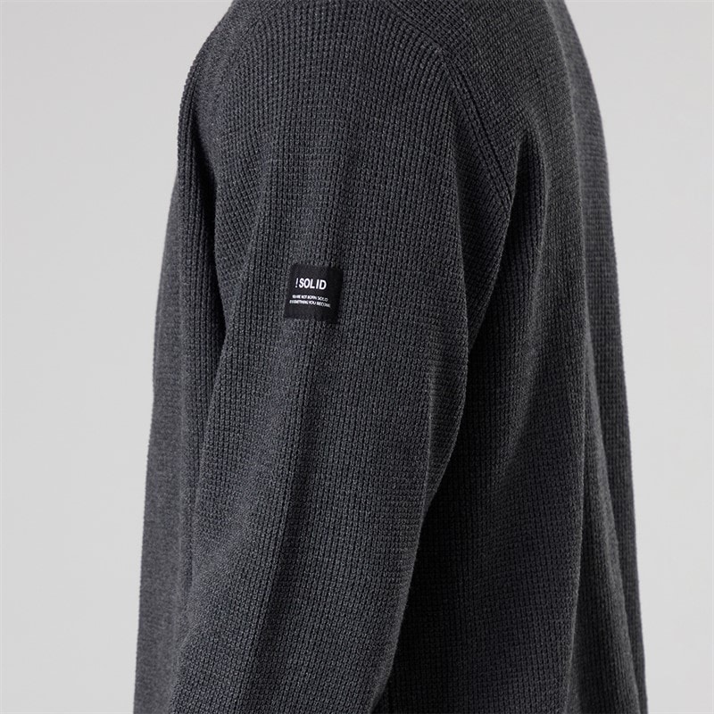 Solid Mens Knit Cardigan Dark Grey Marl Dar Grey M - Image 3