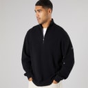 Solid Mens Knit Pullover Jumper True Black