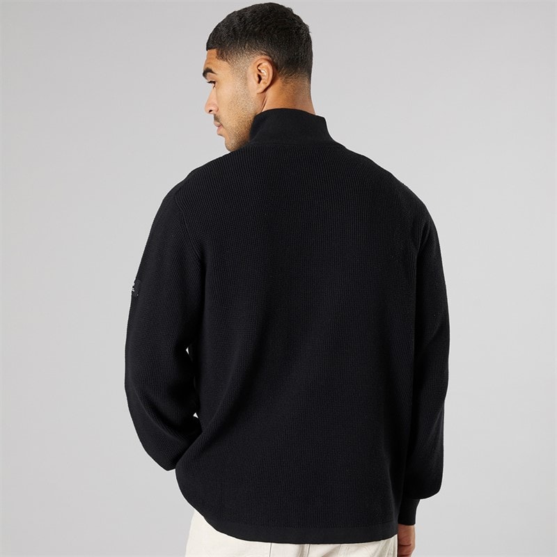 Solid Mens Knit Pullover Jumper True Black - Image 2