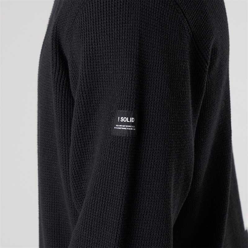 Solid Mens Knit Pullover Jumper True Black - Image 3