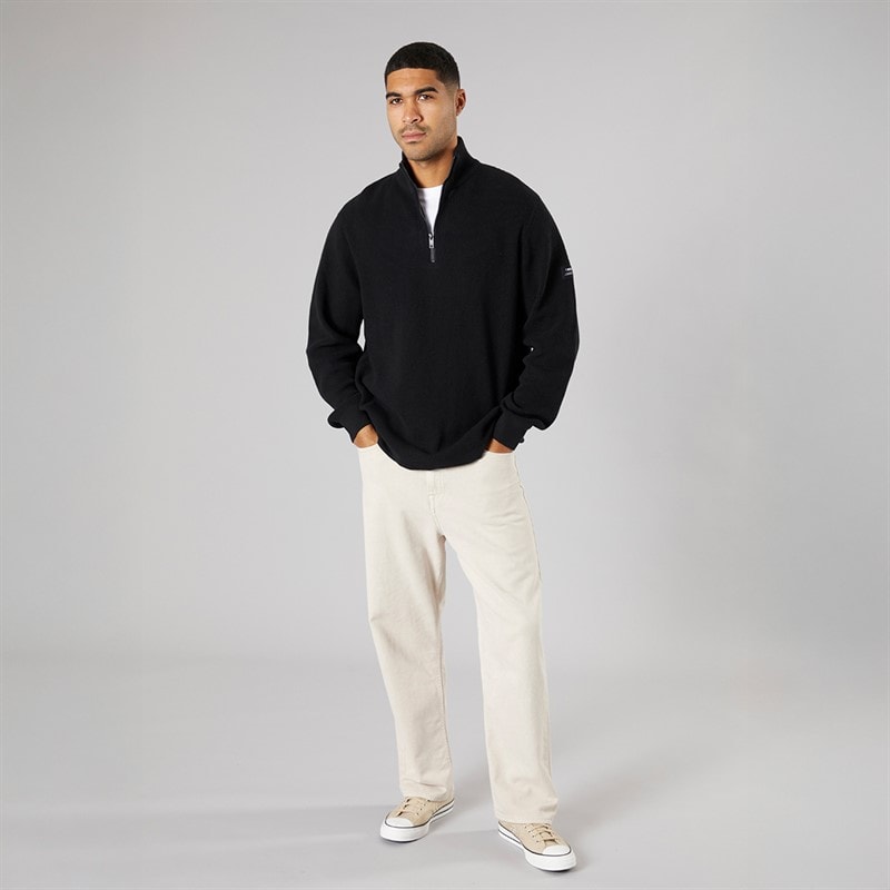 Solid Mens Knit Pullover Jumper True Black - Image 4