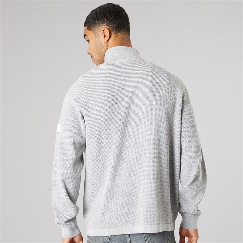 Solid Mens Knit Pullover Jumper Light Grey Melange - Image 2