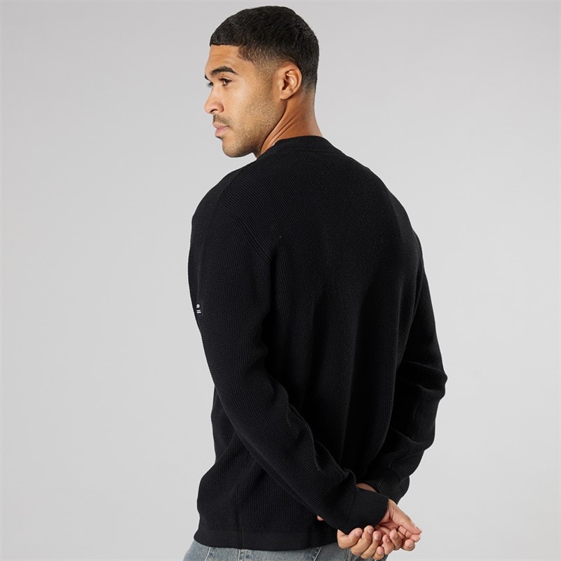 Solid Mens Knit Pullover Jumper True Black - Image 2