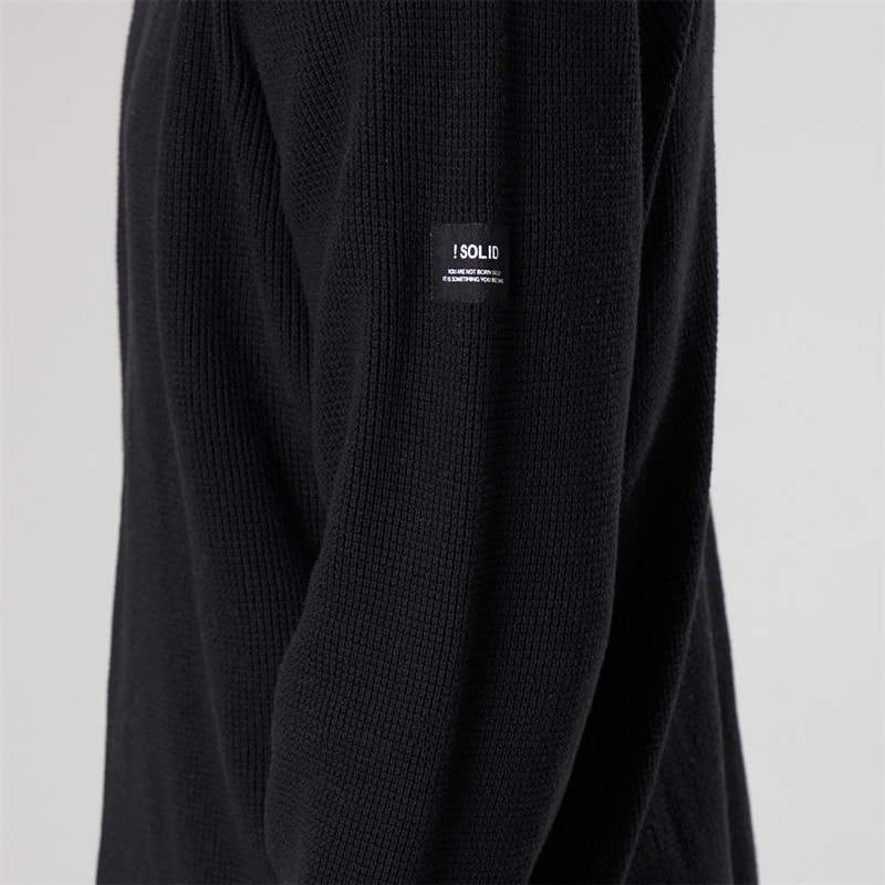 Solid Mens Knit Pullover Jumper True Black - Image 3