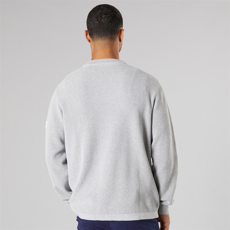 Solid Mens Knit Pullover Jumper Light Grey Melange - Image 2
