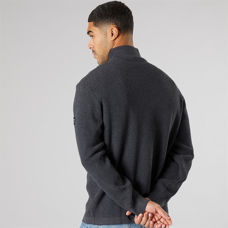 Solid Mens Knit Pullover Jumper Dark Grey Marl Dar Grey M - Image 2