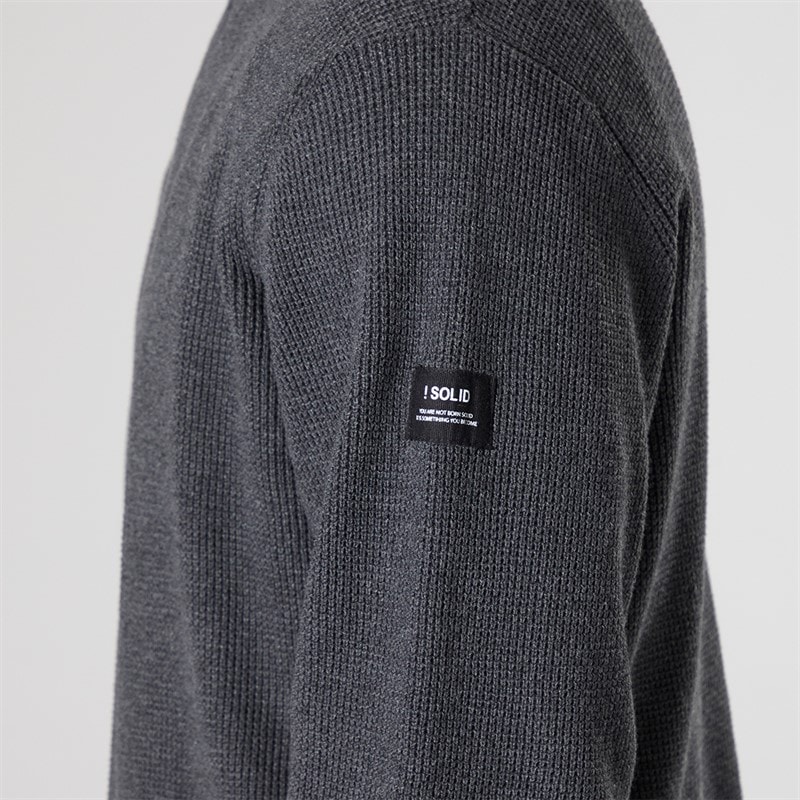 Solid Mens Knit Pullover Jumper Dark Grey Marl Dar Grey M - Image 3