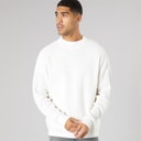 Solid Mens Knit Pullover Jumper Off White