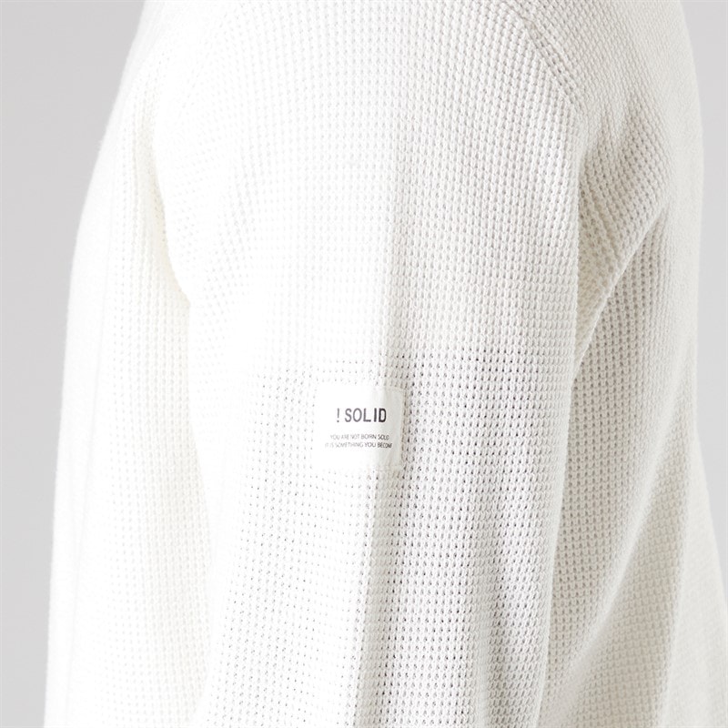 Solid Mens Knit Pullover Jumper Off White - Image 3