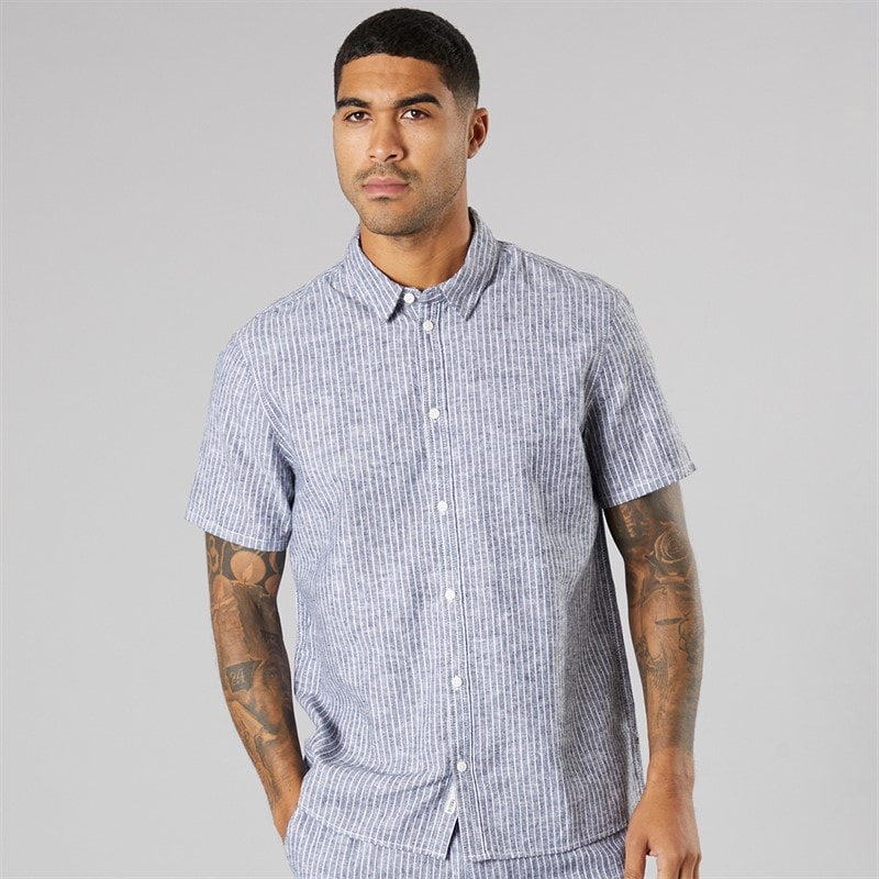 Solid Mens Short Sleeve Shirt True Black Melange