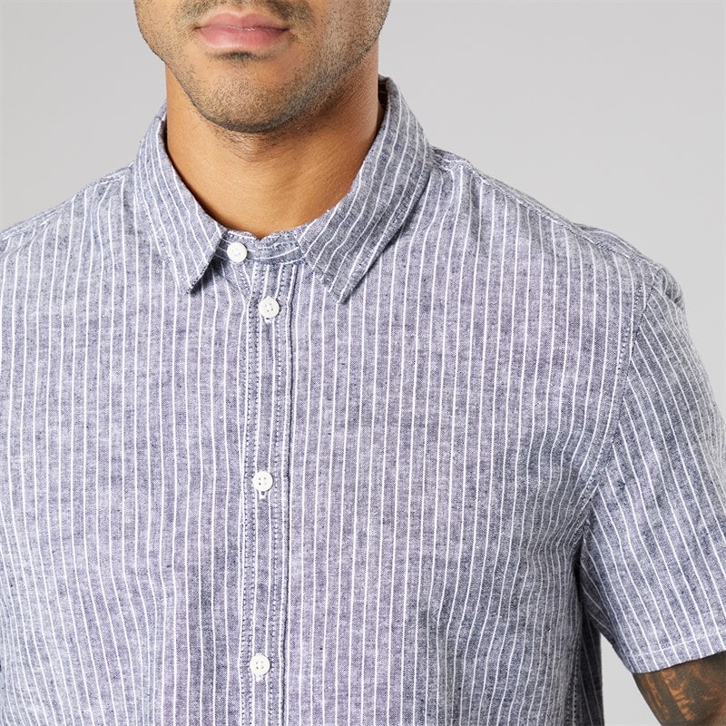 Solid Mens Short Sleeve Shirt True Black Melange - Image 3