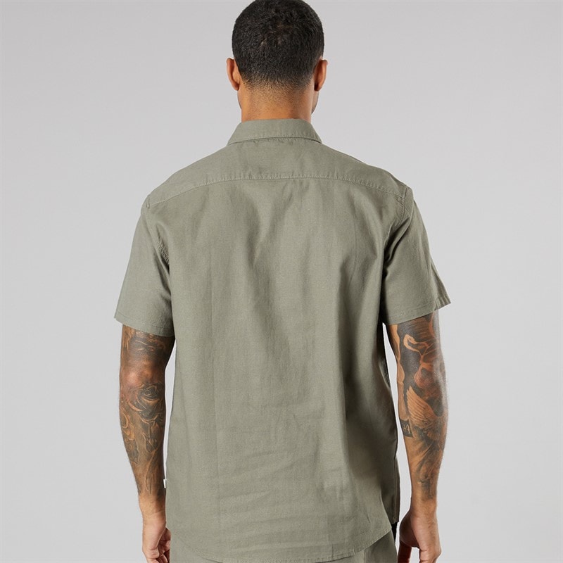 Solid Mens Short Sleeve Shirt Dusty Olive - Image 2