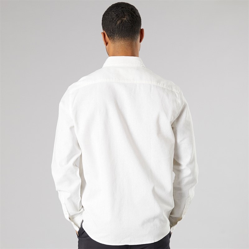 Solid Mens Long Sleeve Shirt Off White - Image 2