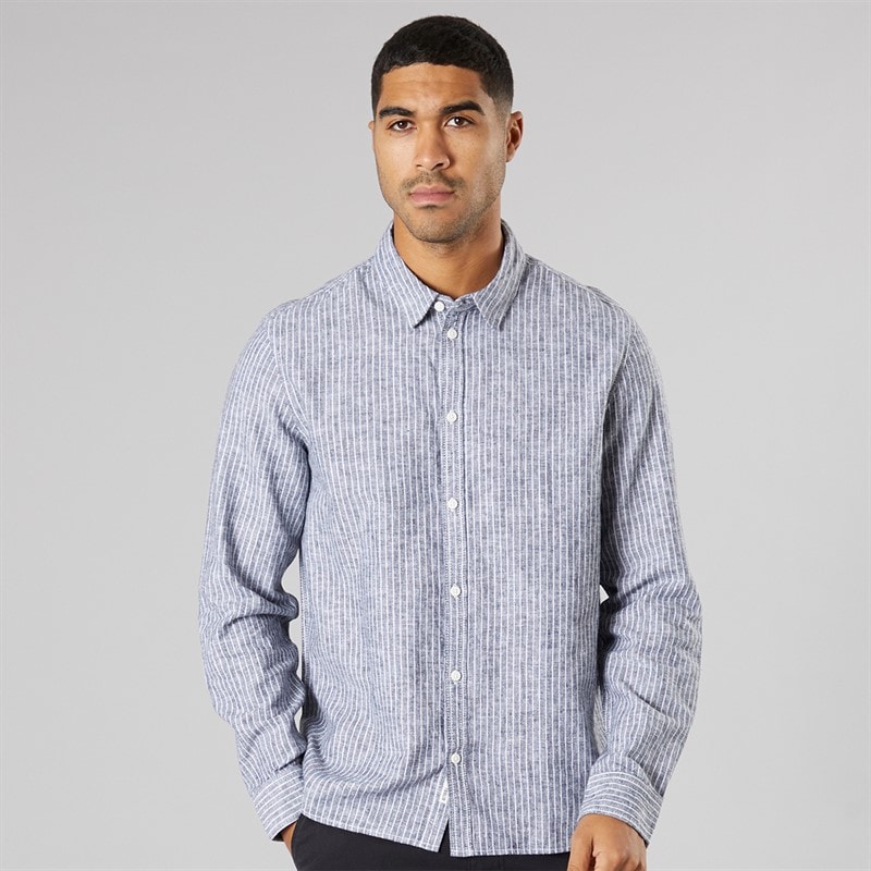 Solid Mens Long Sleeve Shirt True Black Melange