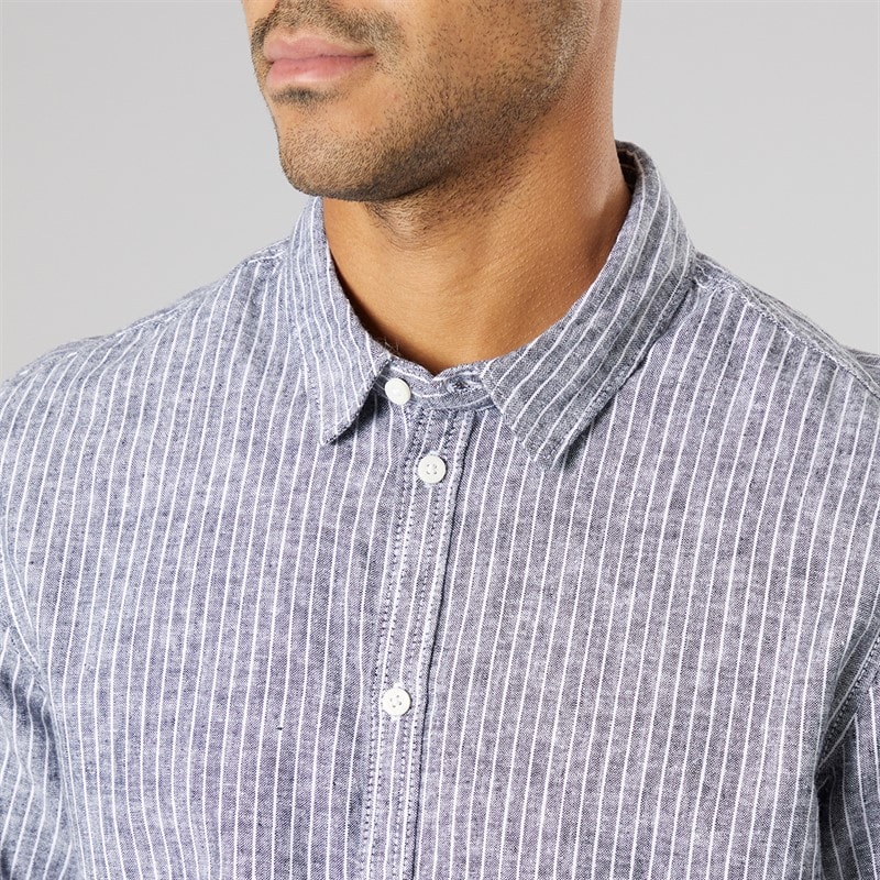 Solid Mens Long Sleeve Shirt True Black Melange - Image 3