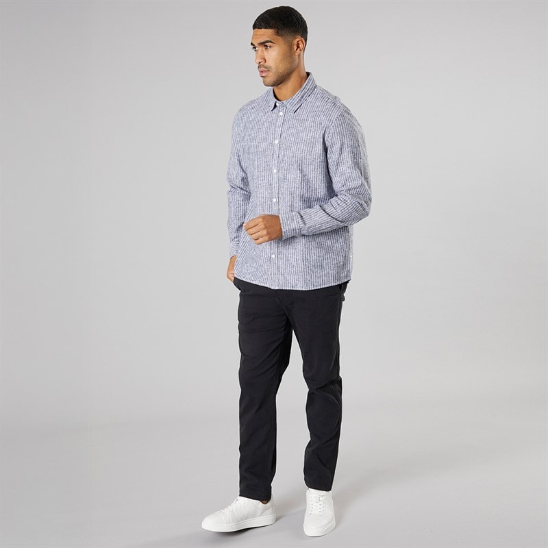 Solid Mens Long Sleeve Shirt True Black Melange - Image 4
