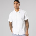 Solid Mens Short Sleeve Shirt Off White