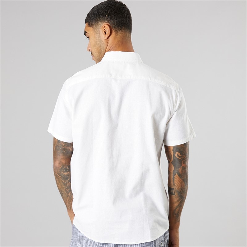 Solid Mens Short Sleeve Shirt Off White - Image 2